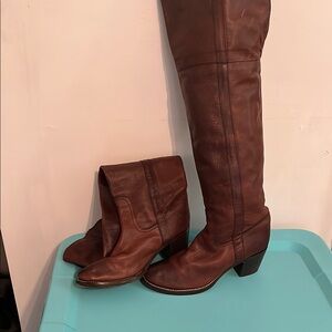 Brown Leather Knee-High Boots